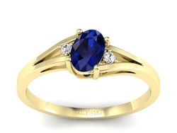 Złoty pierścionek z szafirem i brylantami - p16192zsz