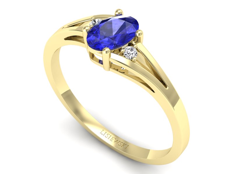 Złoty pierścionek szafir i diamenty żółte złoto - p16192zszc - 3