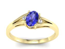 Złoty pierścionek szafir i diamenty żółte złoto - p16192zszc
