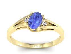 Pierścionek z tanzanitem i brylantami żółte złoto - p16192zt