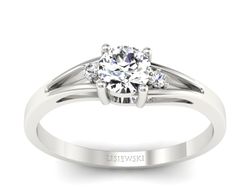 Pierścionek z brylantem i diamentami białe złoto - p16193b