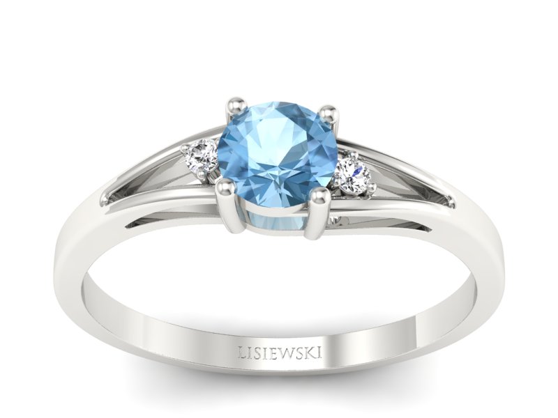 Złoty pierścionek z topazem i brylantami - p16193ba - 1