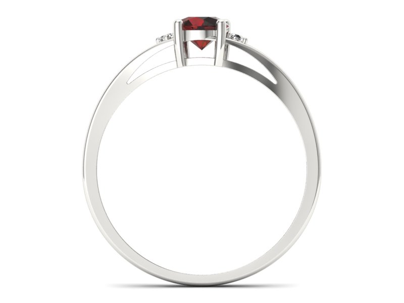 Pierścionek z granatem i brylantami białe złoto - p16193bgr - 2
