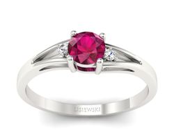 Pierścionek z rubinem i brylantami białe złoto - p16193br