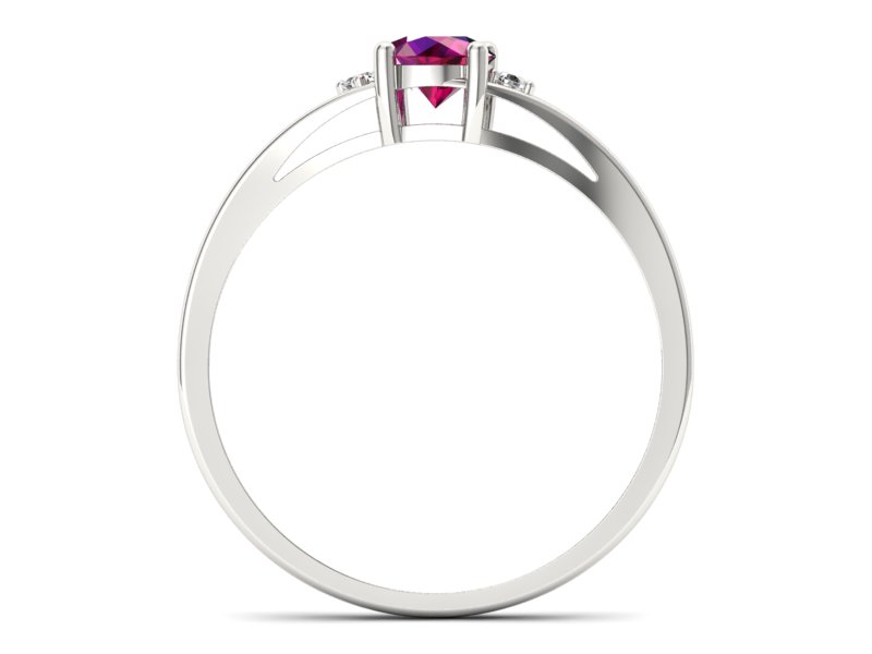 Pierścionek z rubinem i brylantami białe złoto - p16193br - 2
