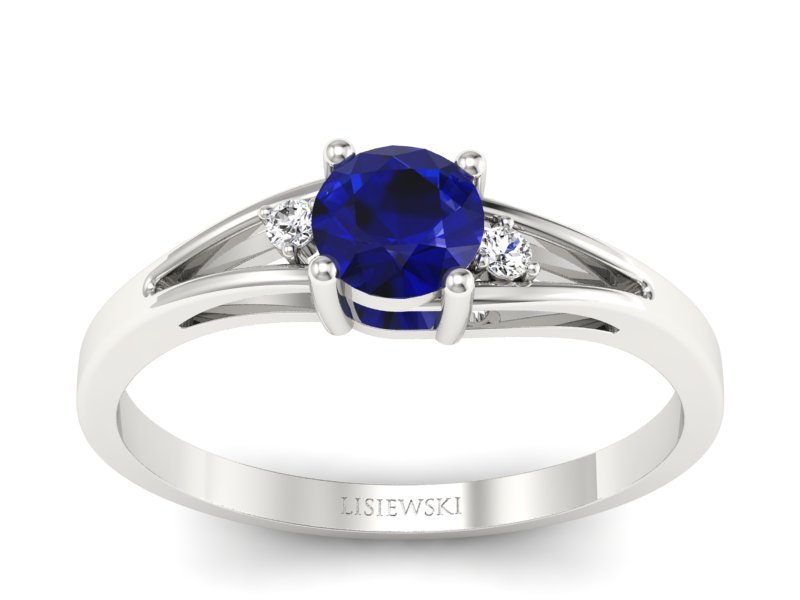 Pierścionek ze spinelem z brylantami białe złoto - p16193bsp - 1