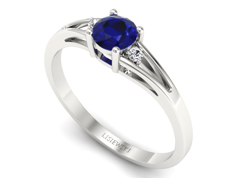 Pierścionek ze spinelem z brylantami białe złoto - p16193bsp - 3