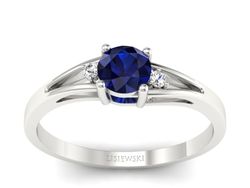 Pierścionek z szafirem i brylantami białe złoto - p16193bsz