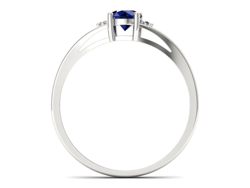 Pierścionek z szafirem i brylantami białe złoto - p16193bsz - 2