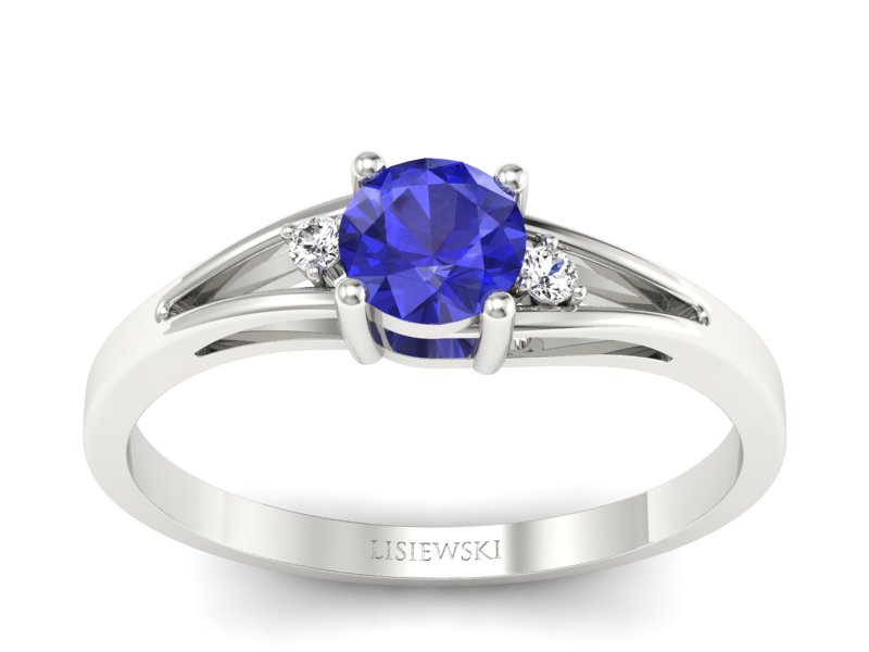 Pierścionek z szafirem i brylantami białe złoto - p16193bszc - 1