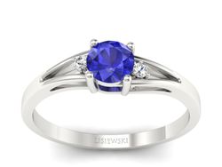 Pierścionek z szafirem i brylantami białe złoto - p16193bszc