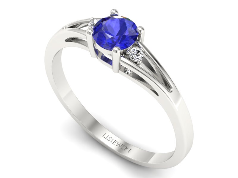Pierścionek z szafirem i brylantami białe złoto - p16193bszc - 3