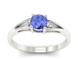 Pierścionek z tanzanitem białe złoto z brylantami - p16193bt