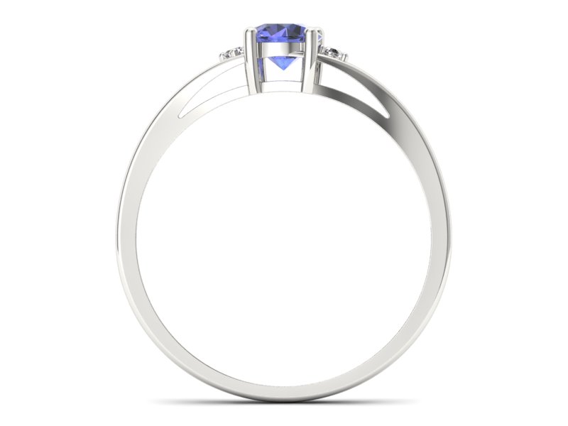 Pierścionek z tanzanitem białe złoto z brylantami - p16193bt - 2