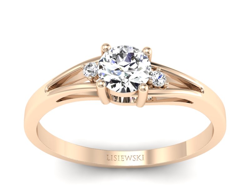 Złoty pierścionek z brylantem różowe złoto - p16193c - 1