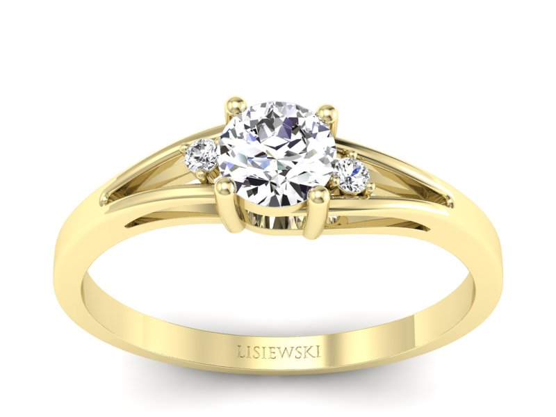 Złoty pierścionek z diamentami żółte złoto - p16193z - 1