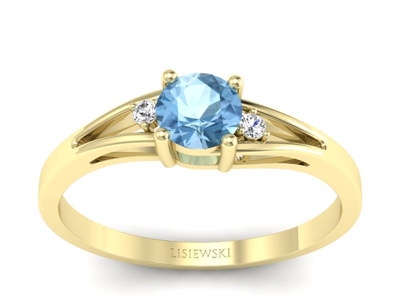 Złoty pierścionek z topazem i brylantami - p16193za - 1