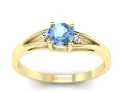 Złoty pierścionek z topazem i brylantami - p16193za