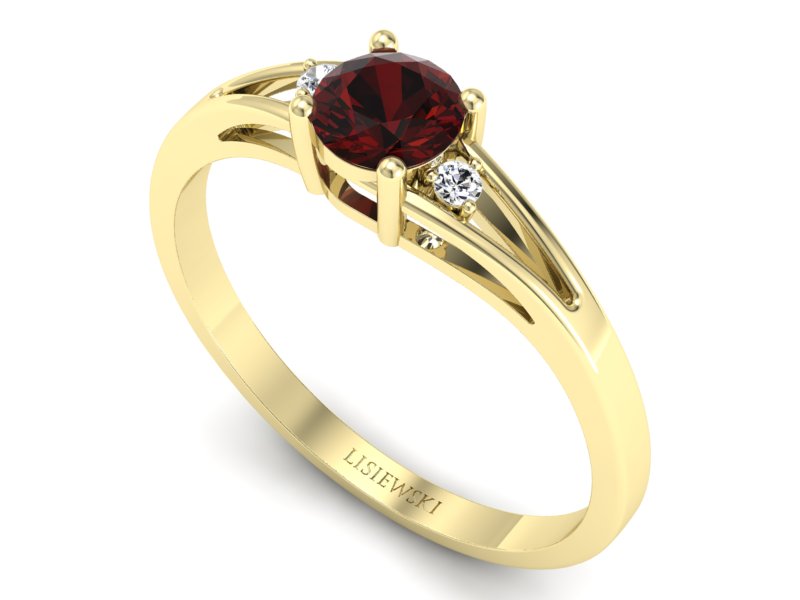 Złoty pierścionek z granatem żółte złoto - p16193zgr - 3