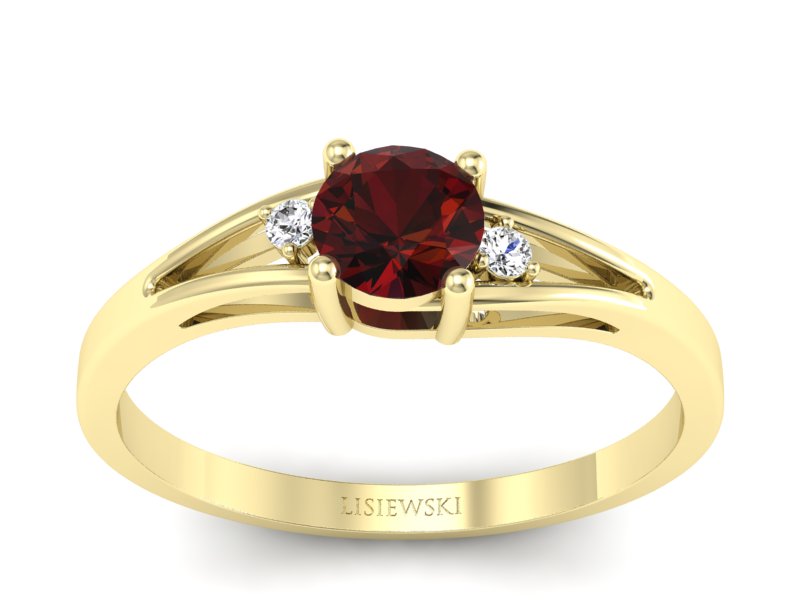 Złoty pierścionek z granatem żółte złoto - p16193zgr - 1