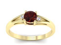 Złoty pierścionek z granatem żółte złoto - p16193zgr