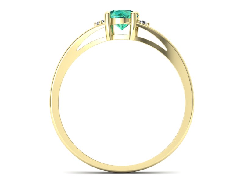 Złoty pierścionek ze szmaragdem z brylantami - p16193zsm - 2