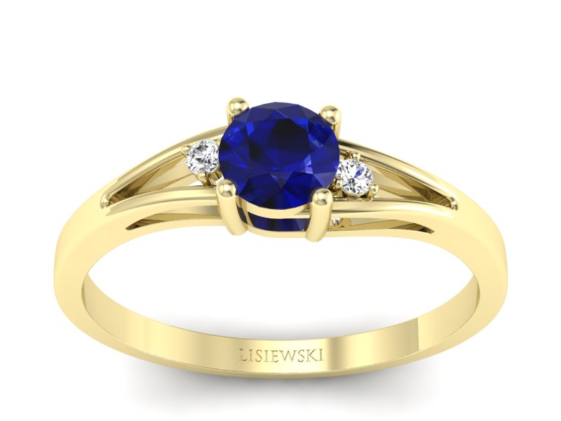 Pierścionek ze spinelem i brylantami żółte złoto - p16193zsp - 1