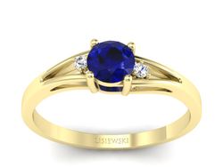 Pierścionek ze spinelem i brylantami żółte złoto - p16193zsp