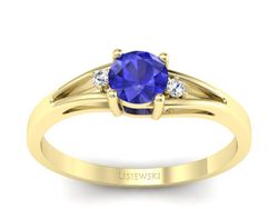 Złoty pierścionek z szafirem i brylantami - p16193zszc