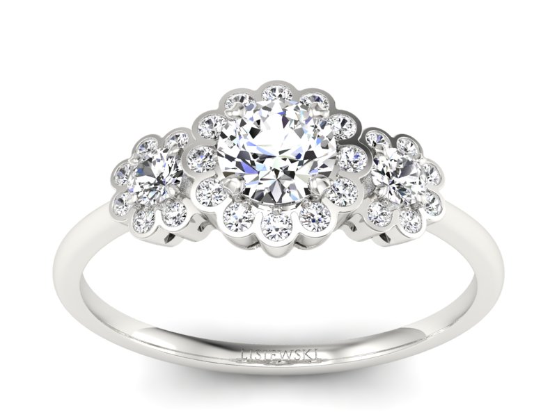 Złoty pierścionek z brylantami białe złoto - p16196b - 1