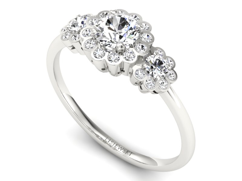 Złoty pierścionek z brylantami białe złoto - p16196b - 3