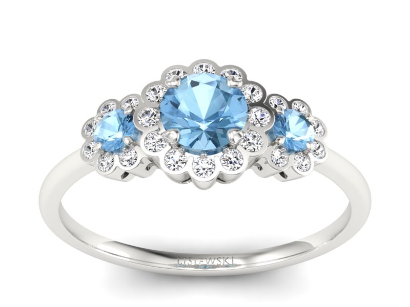 Pierścionek z topazami i brylantami białe złoto - p16196ba - 1