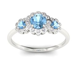 Pierścionek z topazami i brylantami białe złoto - p16196ba