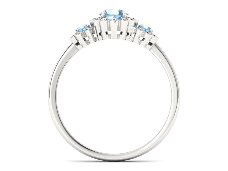 Pierścionek z topazami i brylantami białe złoto - p16196ba - 2