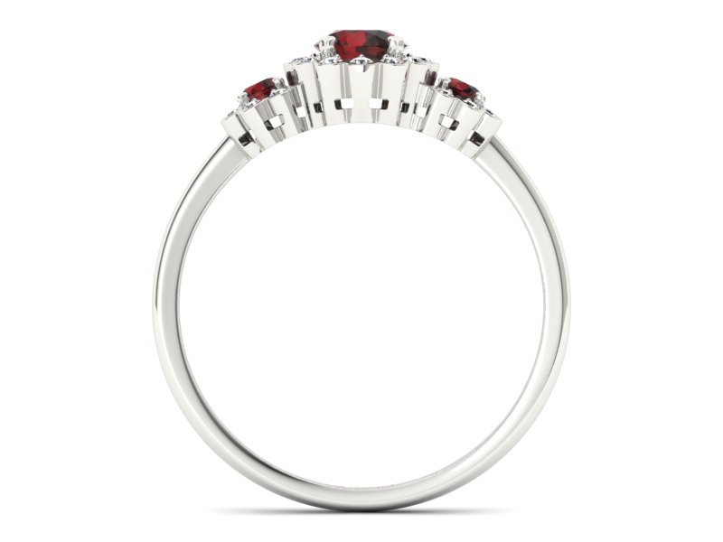 Pierścionek zaręczynowy z granatami i brylantami - p16196bgr - 2