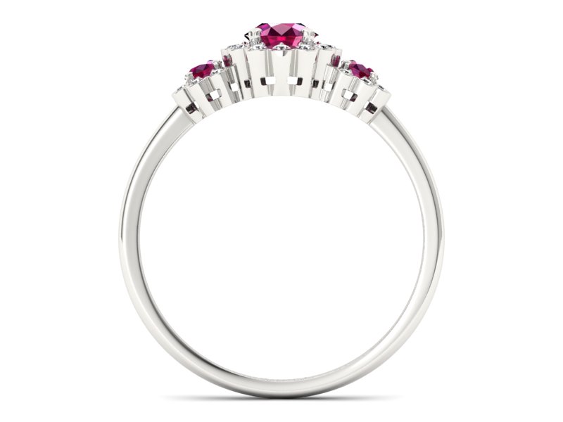 Pierścionek z rubinami i brylantami białe złoto - p16196br - 2