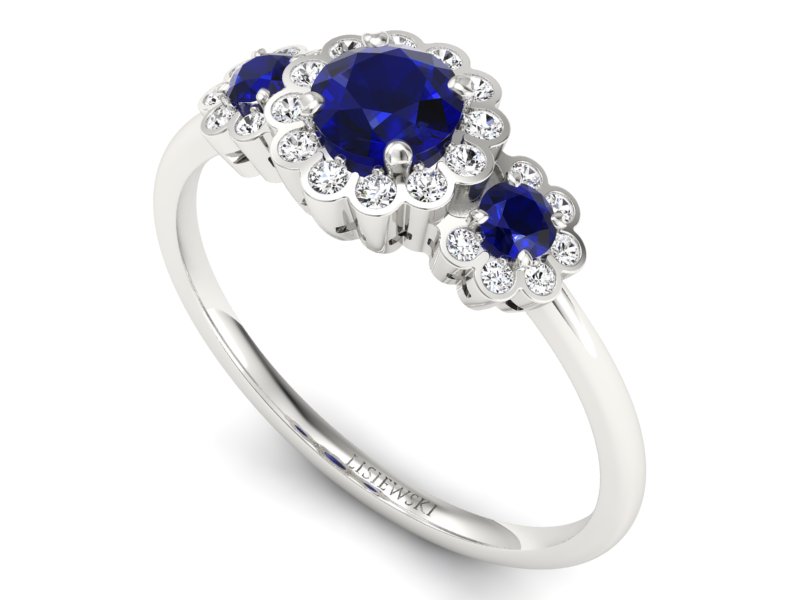 Złoty pierścionek ze spinelami i brylantami - p16196bsp - 3