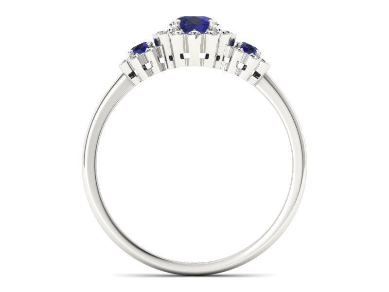 Złoty pierścionek ze spinelami i brylantami - p16196bsp - 2