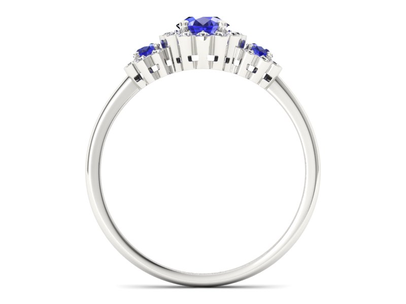 Złoty pierścionek z szafirami i brylantami - p16196bszc - 2