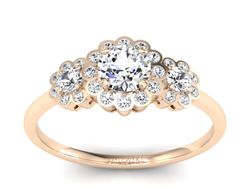 Złoty pierścionek z brylantami różowe złoto - p16196c