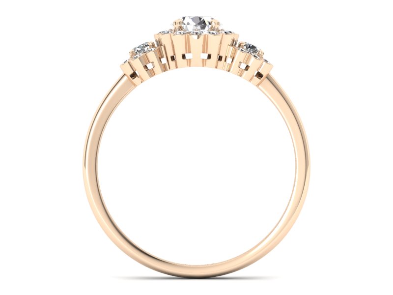 Złoty pierścionek z brylantami różowe złoto - p16196c - 2