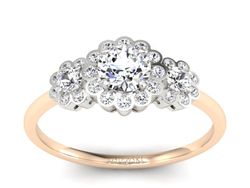 Pierścionek z brylantami białe różowe złoto - p16196cb