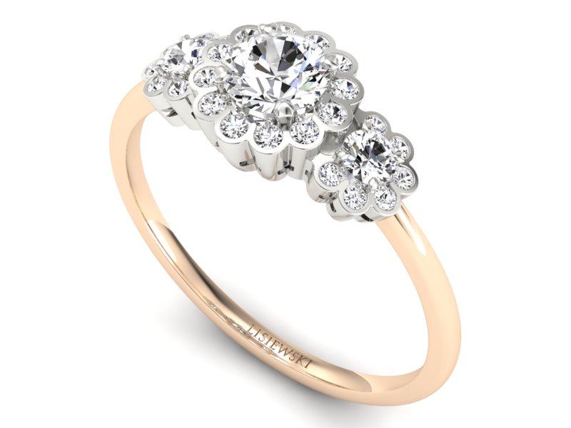 Pierścionek z brylantami białe różowe złoto - p16196cb - 3