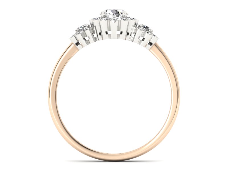 Pierścionek z brylantami białe różowe złoto - p16196cb - 2