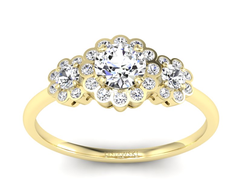 Złoty pierścionek z diamentami żółte złoto - p16196z - 1