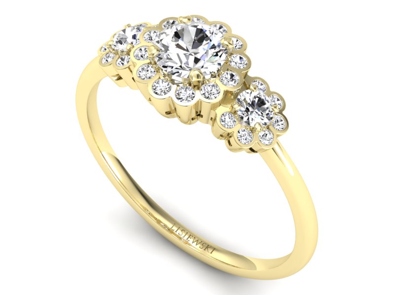 Złoty pierścionek z diamentami żółte złoto - p16196z - 3