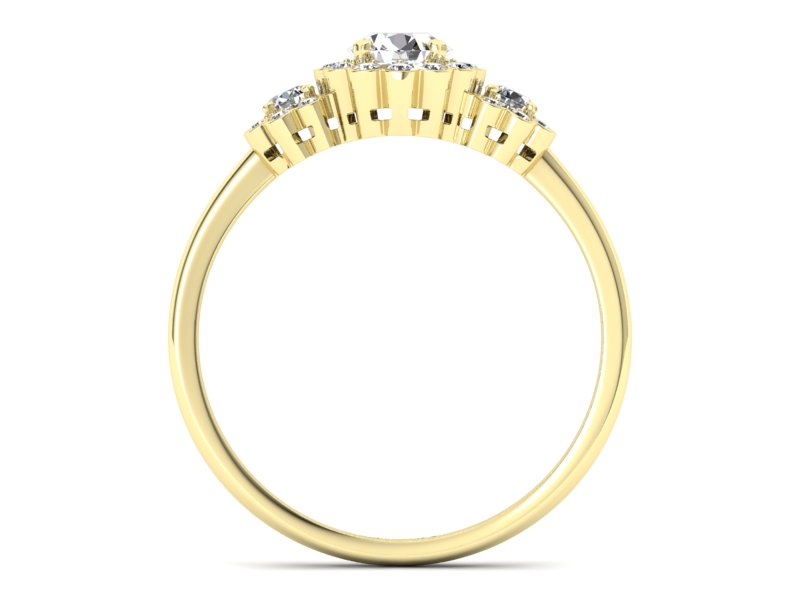 Złoty pierścionek z diamentami żółte złoto - p16196z - 2