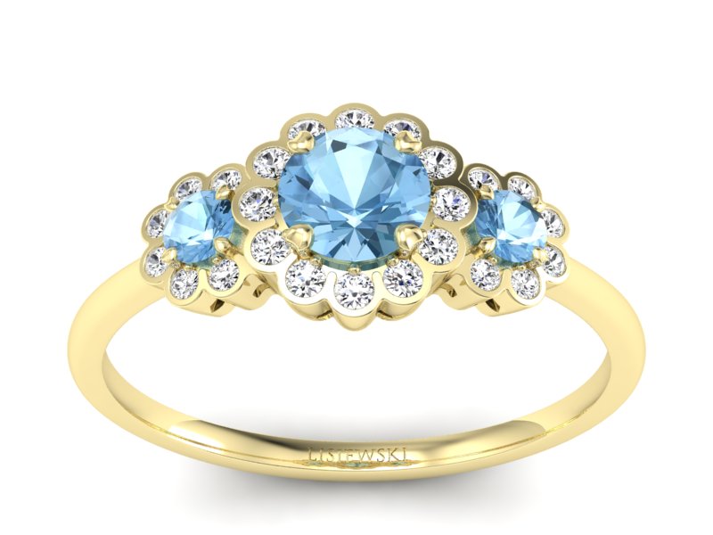 Pierścionek z topazami i brylantami żółte złoto - p16196za - 1