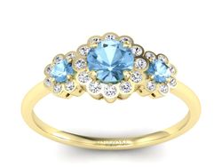 Pierścionek z topazami i brylantami żółte złoto - p16196za