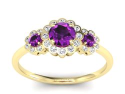 Pierścionek z ametystami i brylantami - p16196zat